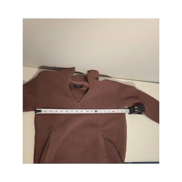 Abercrombie & Fitch Sherpa Fleece Mode  quarter-zip pullover mauve Womens Medium - Picture 7 of 8